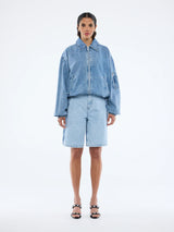 ENA PELLY - HARLOW DENIM BOMBER - MID BLUE WASH
