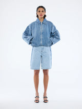 ENA PELLY - HARLOW DENIM BOMBER - MID BLUE WASH