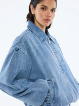 ENA PELLY - HARLOW DENIM BOMBER - MID BLUE WASH