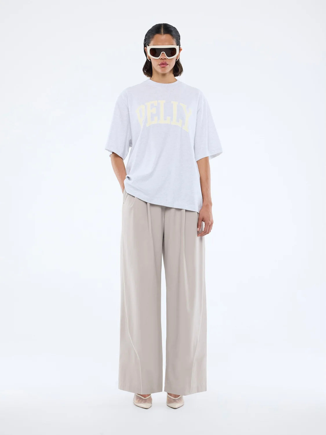 ENA PELLY - PELLY COLLEGIATE TEE - WHITE MARLE