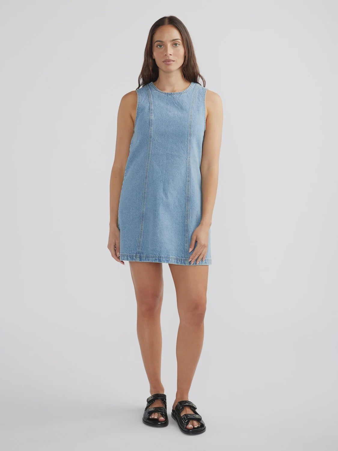 ENA PELLY - REESE MINI DRESS - MID BLUE WASH