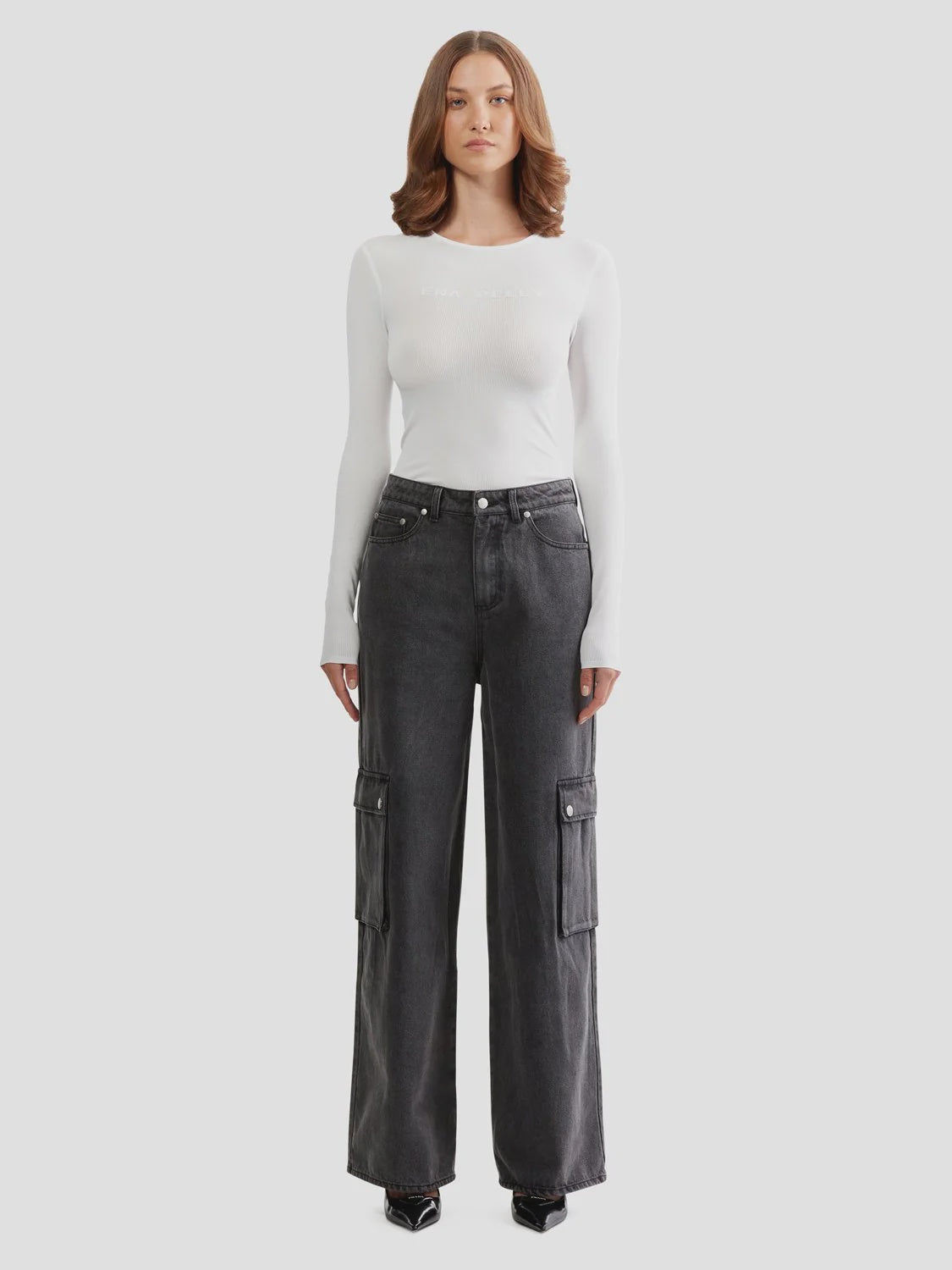 ENA PELLY - NOVA DEMIN CARGO PANT - CHARCOAL WASH