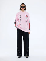 ENA PELLY - STREET SIGNS LONG SLEEVE TEE - PINK