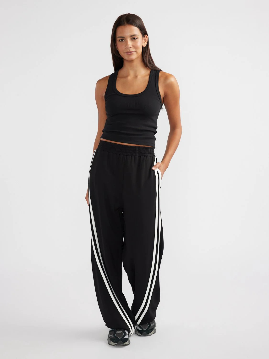 ENA PELLY - VALENTINA STRIPE PANT - BLACK