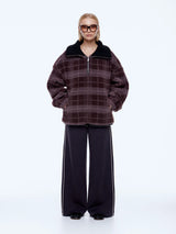 ENA PELLY - WINNIE QTR ZIP - BURGANDY CHECK