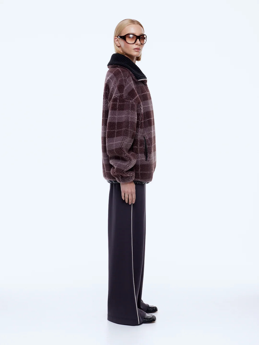 ENA PELLY - WINNIE QTR ZIP - BURGANDY CHECK