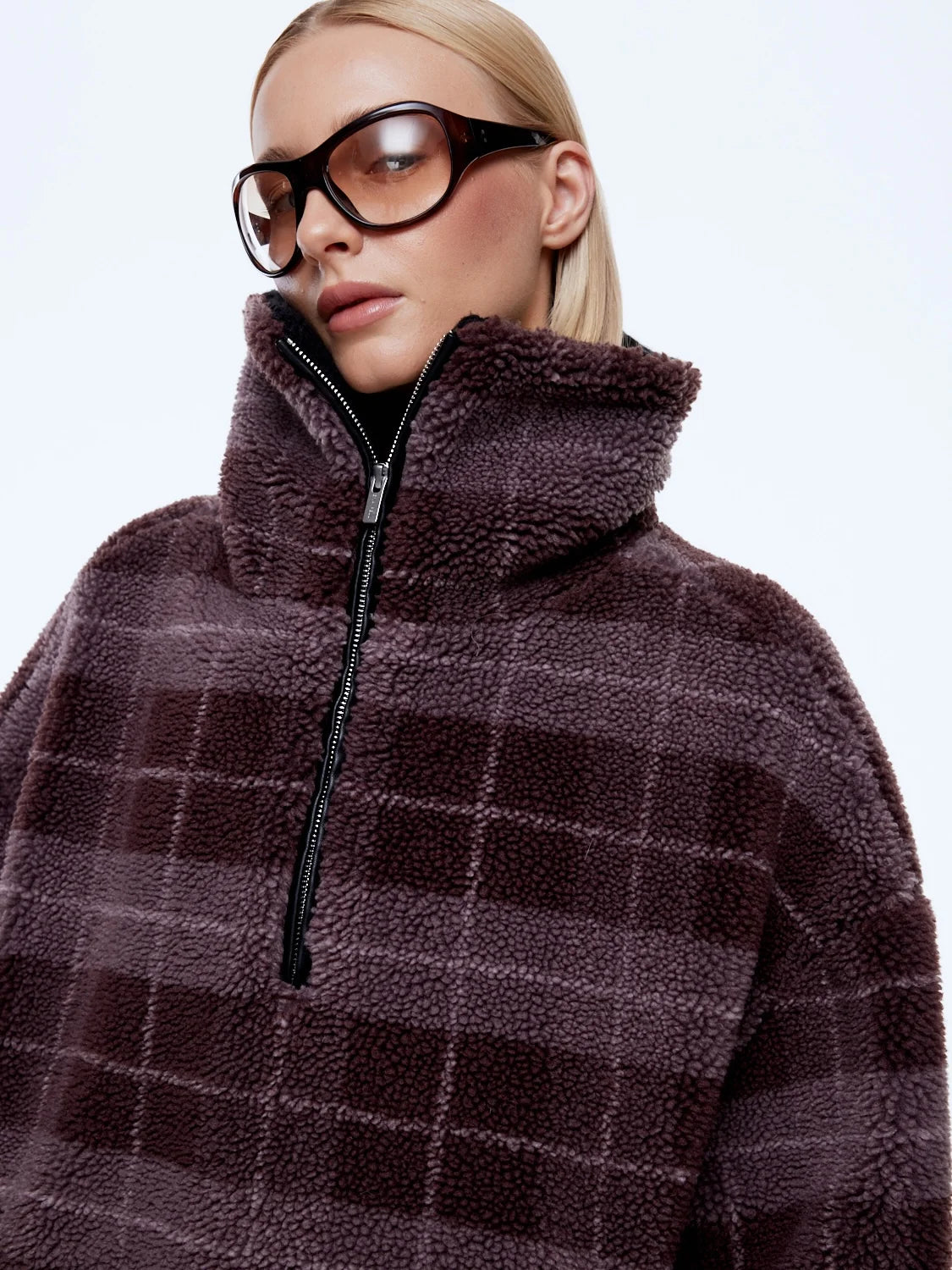 ENA PELLY - WINNIE QTR ZIP - BURGANDY CHECK