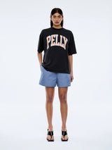 ENA PELLY - PEACH PELLY COLLEGIATE TEE - VINTAGE BLACK