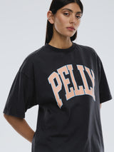 ENA PELLY - PEACH PELLY COLLEGIATE TEE - VINTAGE BLACK