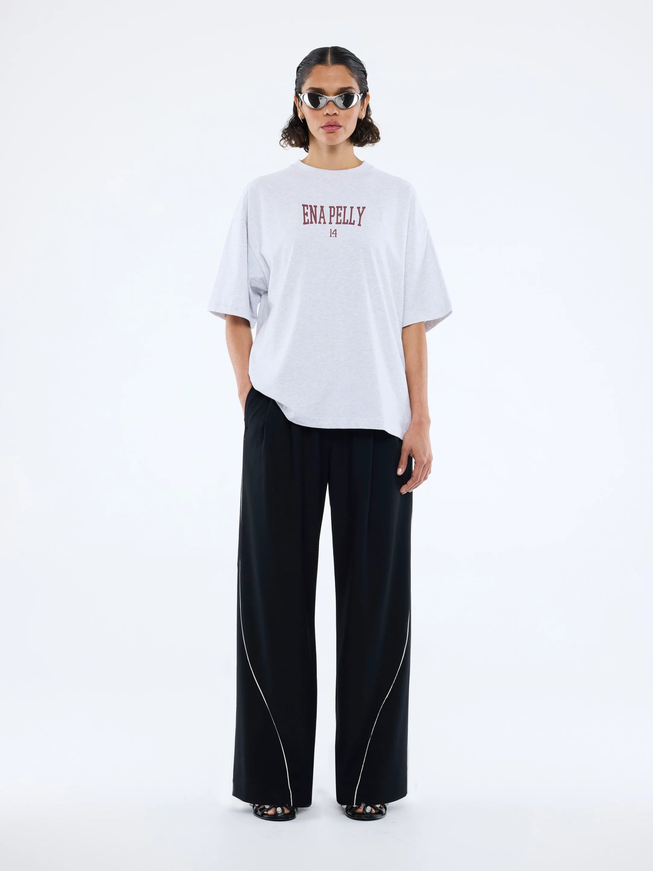 ENA PELLY - VARSITY ARCH TEE - WHITE MARLE