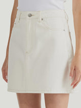 ENA PELLY - A-LINE DENIM MINI SKIRT - WHITE