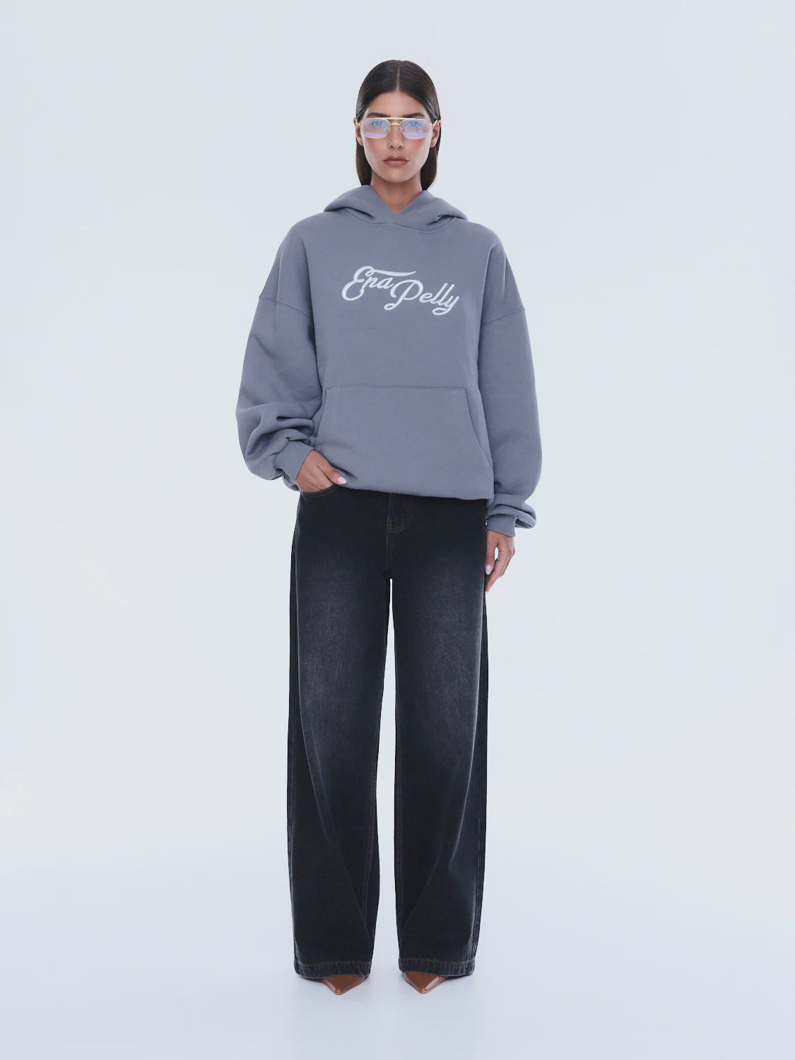 ENA PELLY - CASSIE OVERSIZED HOODIE - WASHED GREY