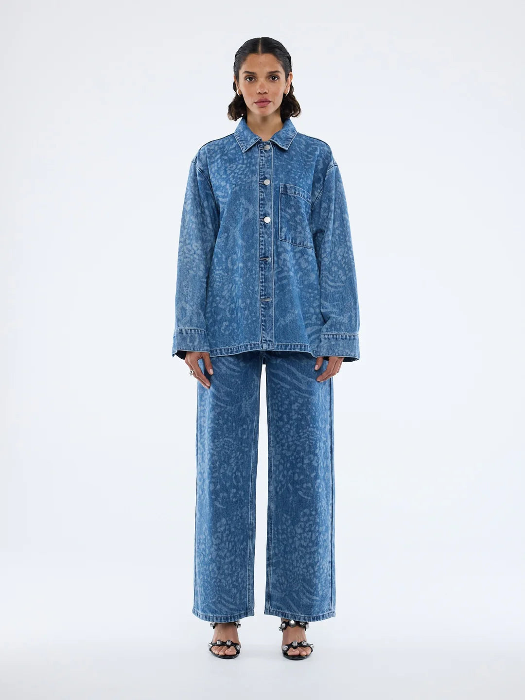 ENA PELLY - LISA DENIM SHIRT - BLUE MIXED ANIMAL