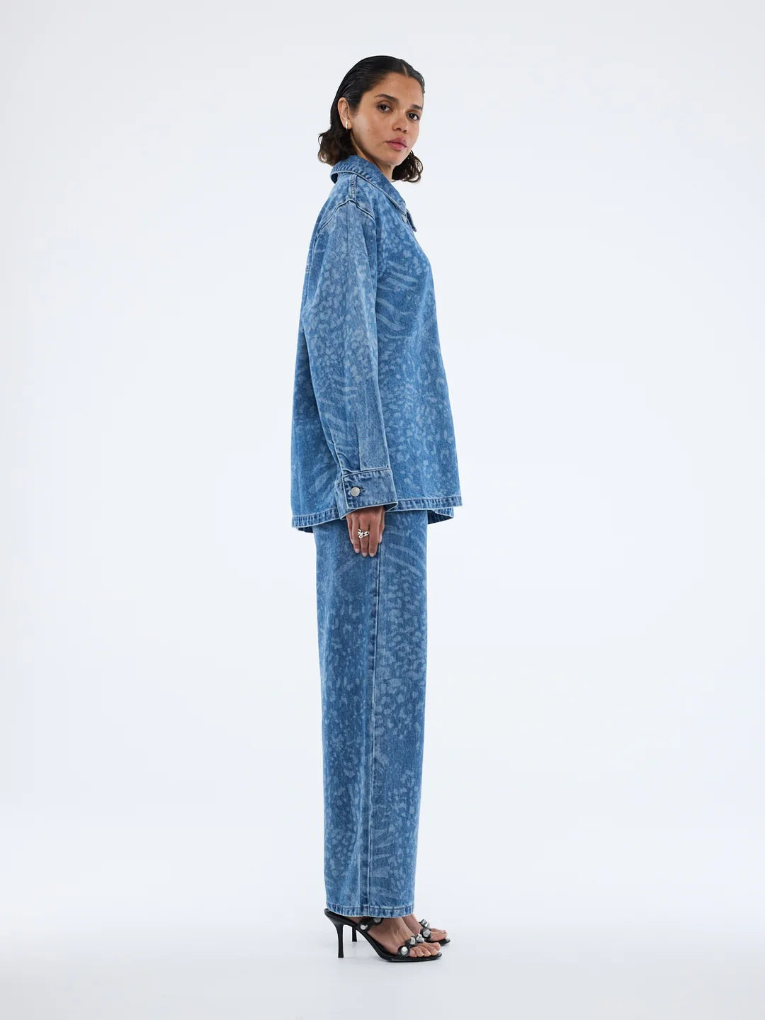 ENA PELLY - LISA DENIM SHIRT - BLUE MIXED ANIMAL