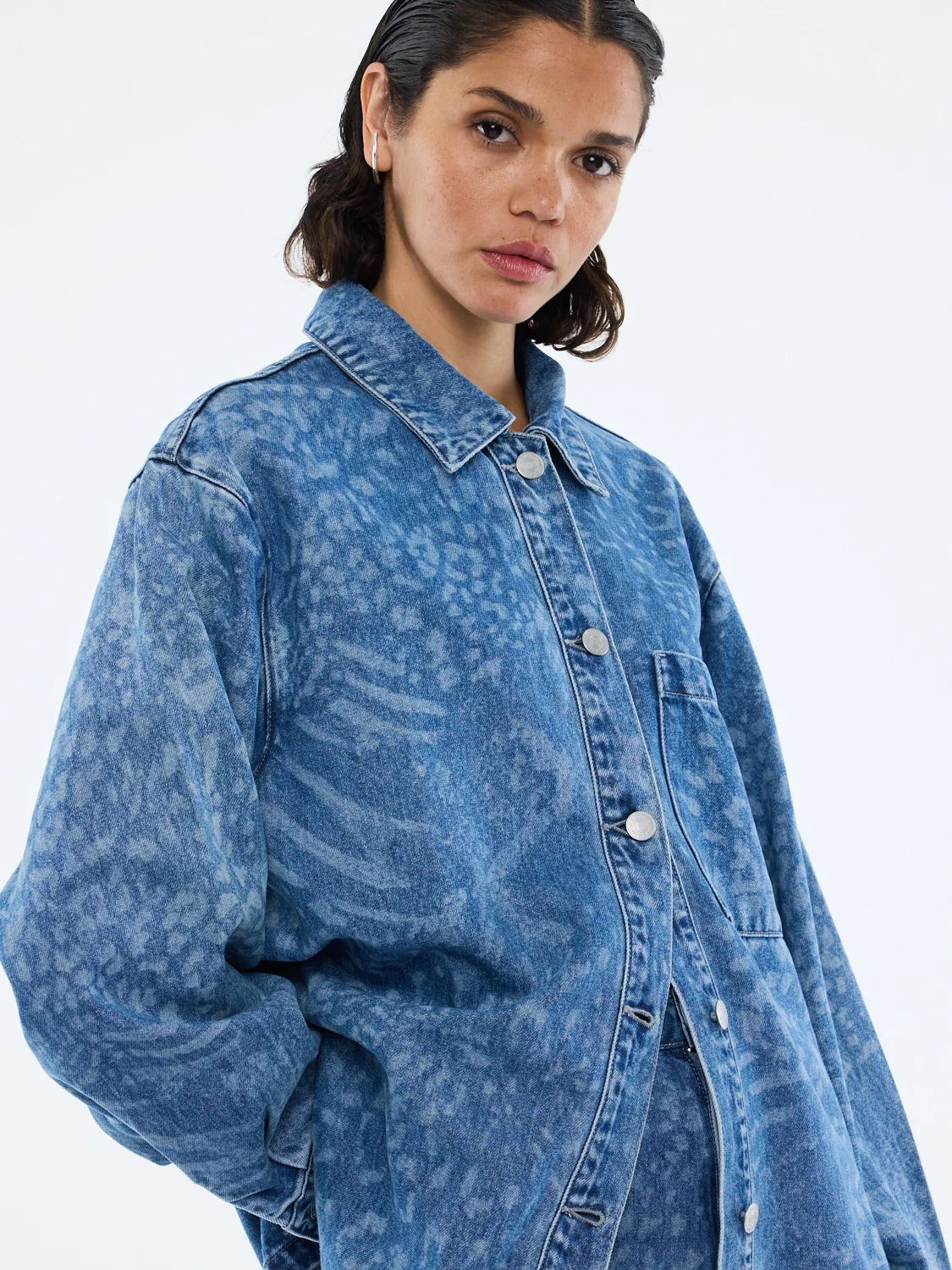 ENA PELLY - LISA DENIM SHIRT - BLUE MIXED ANIMAL