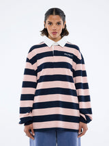 ENA PELLY - HALLIE RUGBY TOP - NAVY/PINK