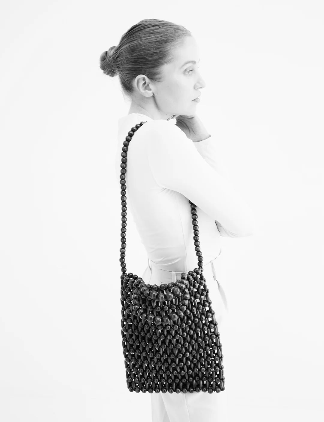 LA RIBE - GIA BEADED TOTE BAG - BLACK