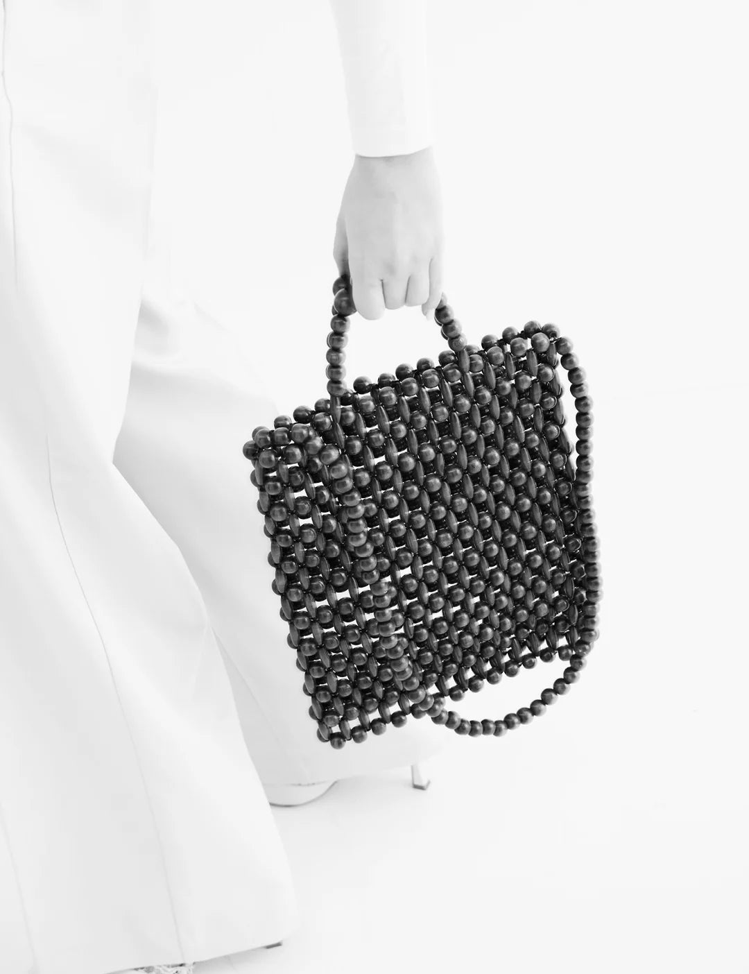 LA RIBE - GIA BEADED TOTE BAG - BLACK