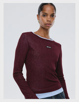 ENA PELLY - BLAIR LONG SLEEVE TOP - DEEP CHERRY RED