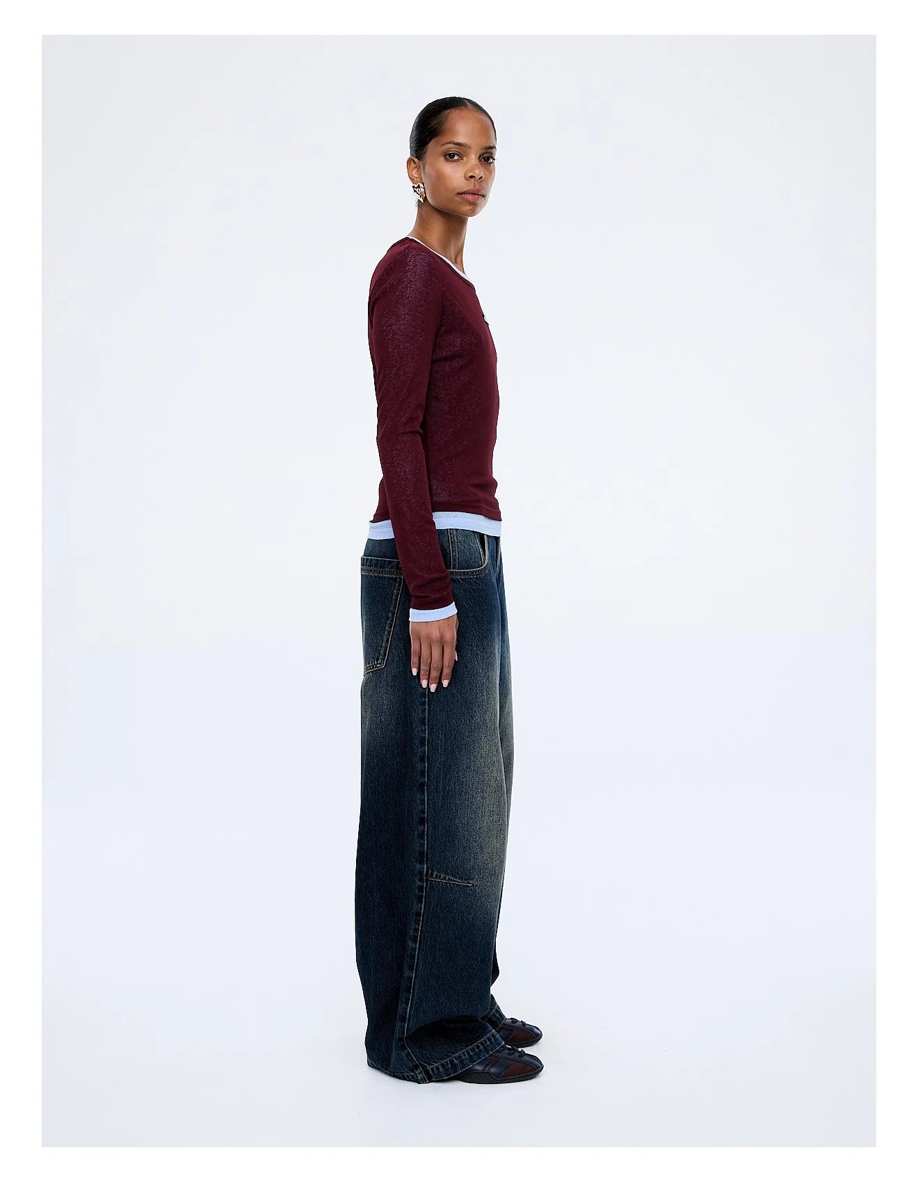 ENA PELLY - BLAIR LONG SLEEVE TOP - DEEP CHERRY RED