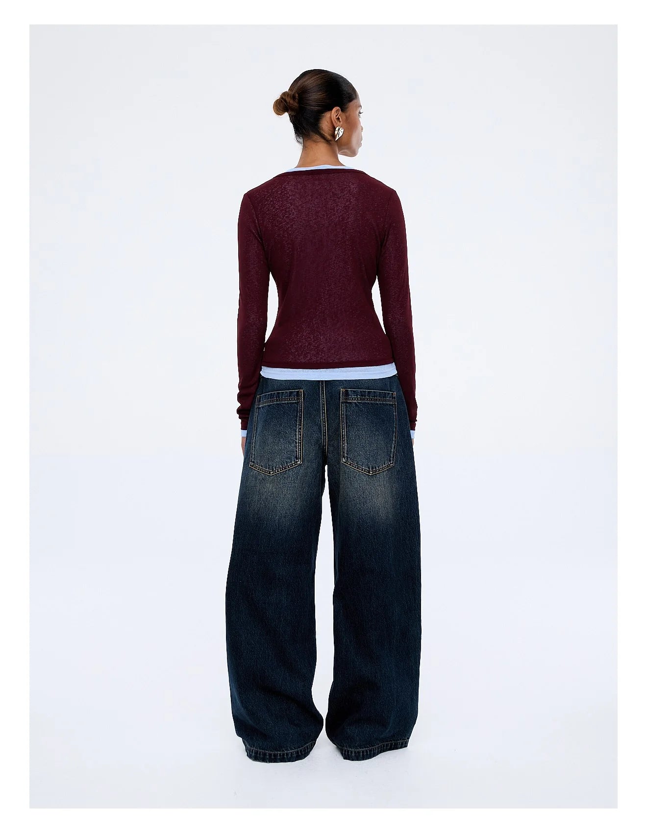 ENA PELLY - BLAIR LONG SLEEVE TOP - DEEP CHERRY RED