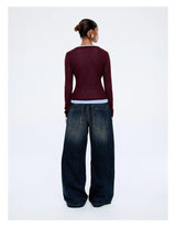 ENA PELLY - BLAIR LONG SLEEVE TOP - DEEP CHERRY RED