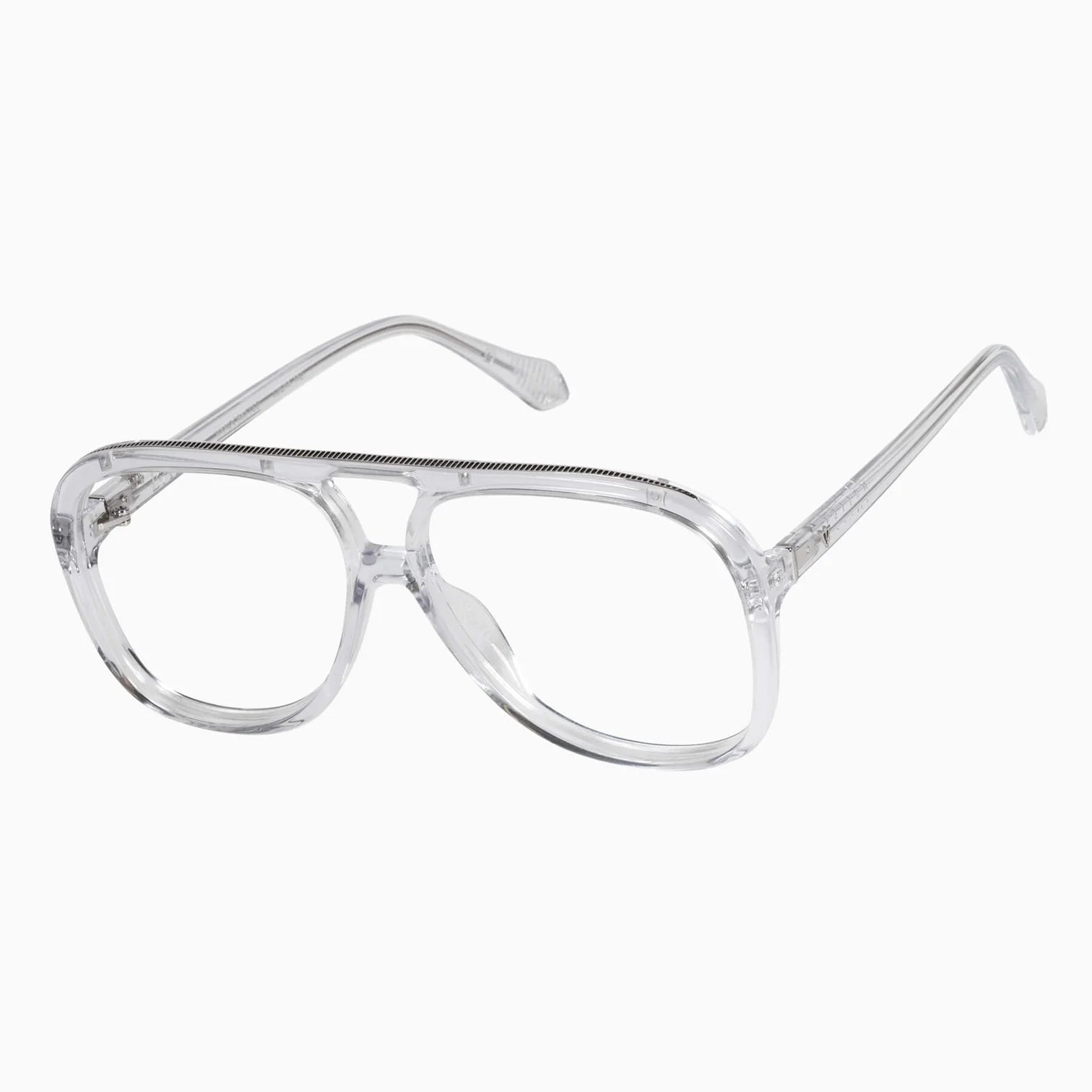 VALLEY EYEWEAR - BANG - Crystal w. Silver Metal / Clear Blue Blocker Lens
