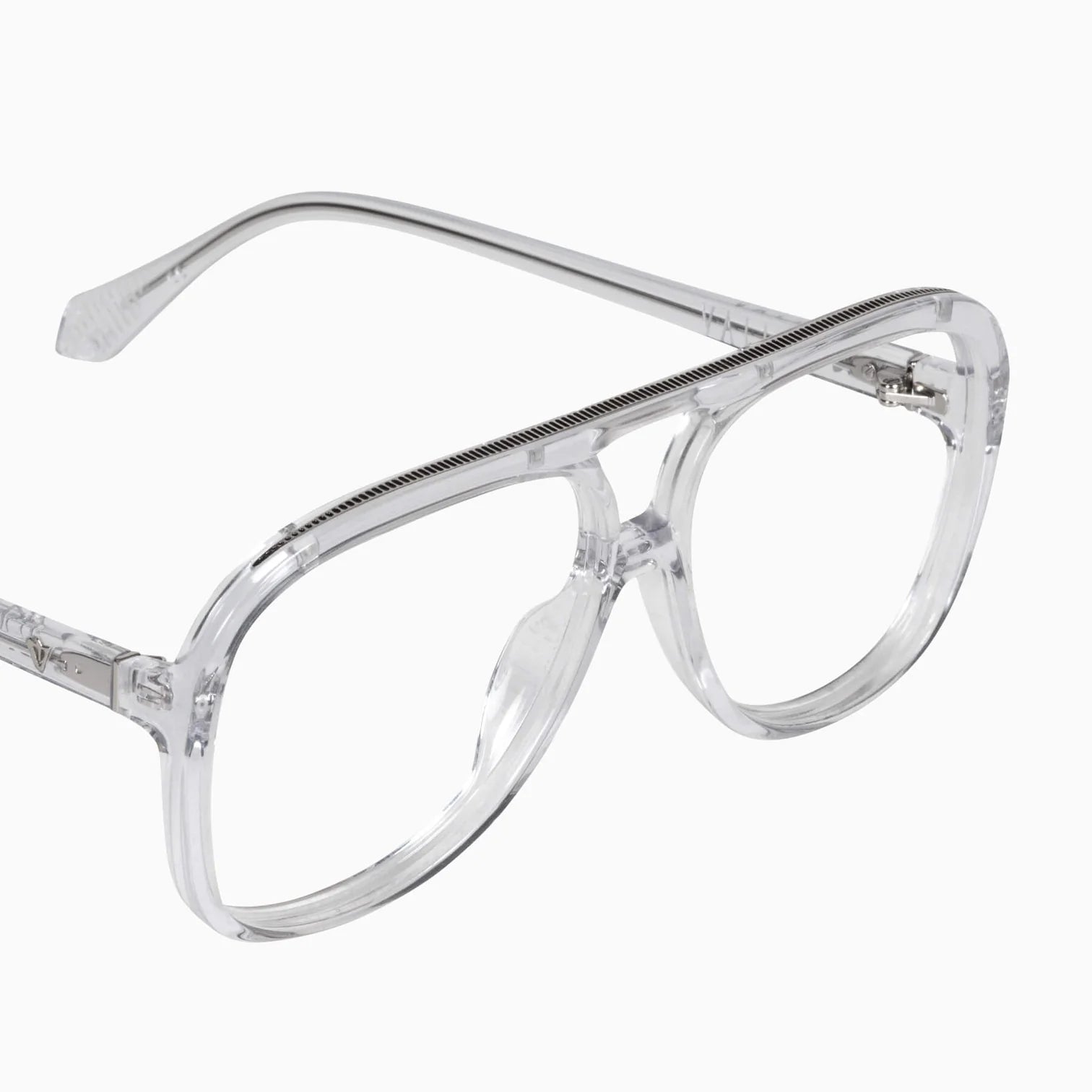 VALLEY EYEWEAR - BANG - Crystal w. Silver Metal / Clear Blue Blocker Lens