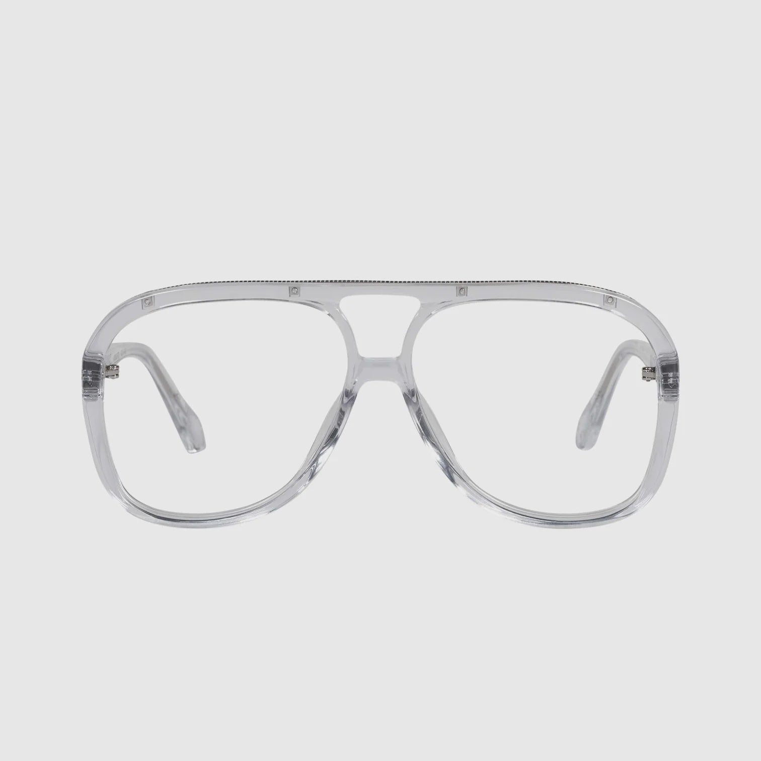 VALLEY EYEWEAR - BANG - Crystal w. Silver Metal / Clear Blue Blocker Lens