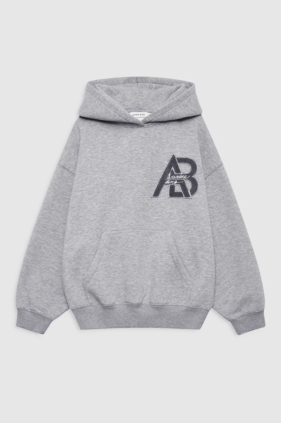 ANINE BING - JACI HOODIE LETTERMAN - MEDIUM HEATHER GREY