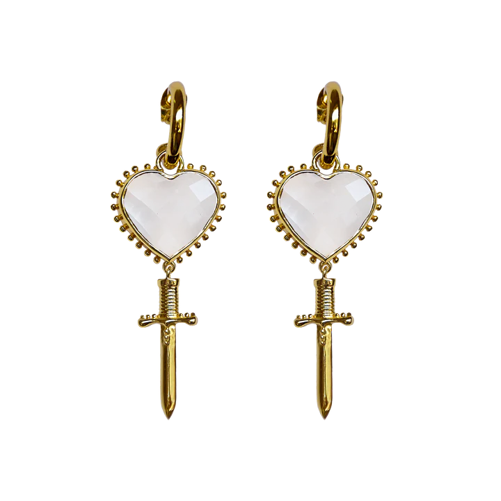 MOUNTAIN & MOON - JULIET EARRINGS - GOLD/CRYSTAL QUARTZ