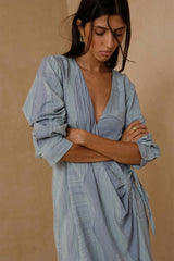 LILYA- BLAZE MINI DRESS - TERU BLUE GREEN PRINT