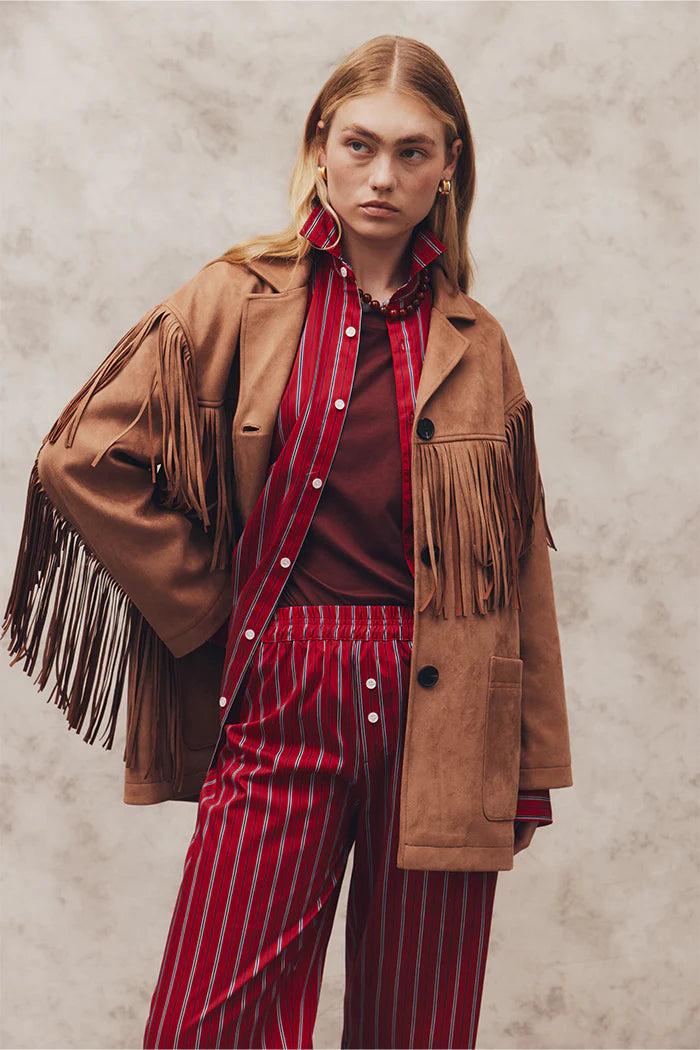 BLANCA - KIARA FRINGE JACKET - MOCHA