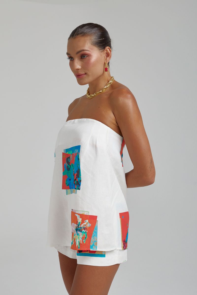 SUMMI SUMMI - STRAPLESS SHIFT TOP - MONTAGE WHITE