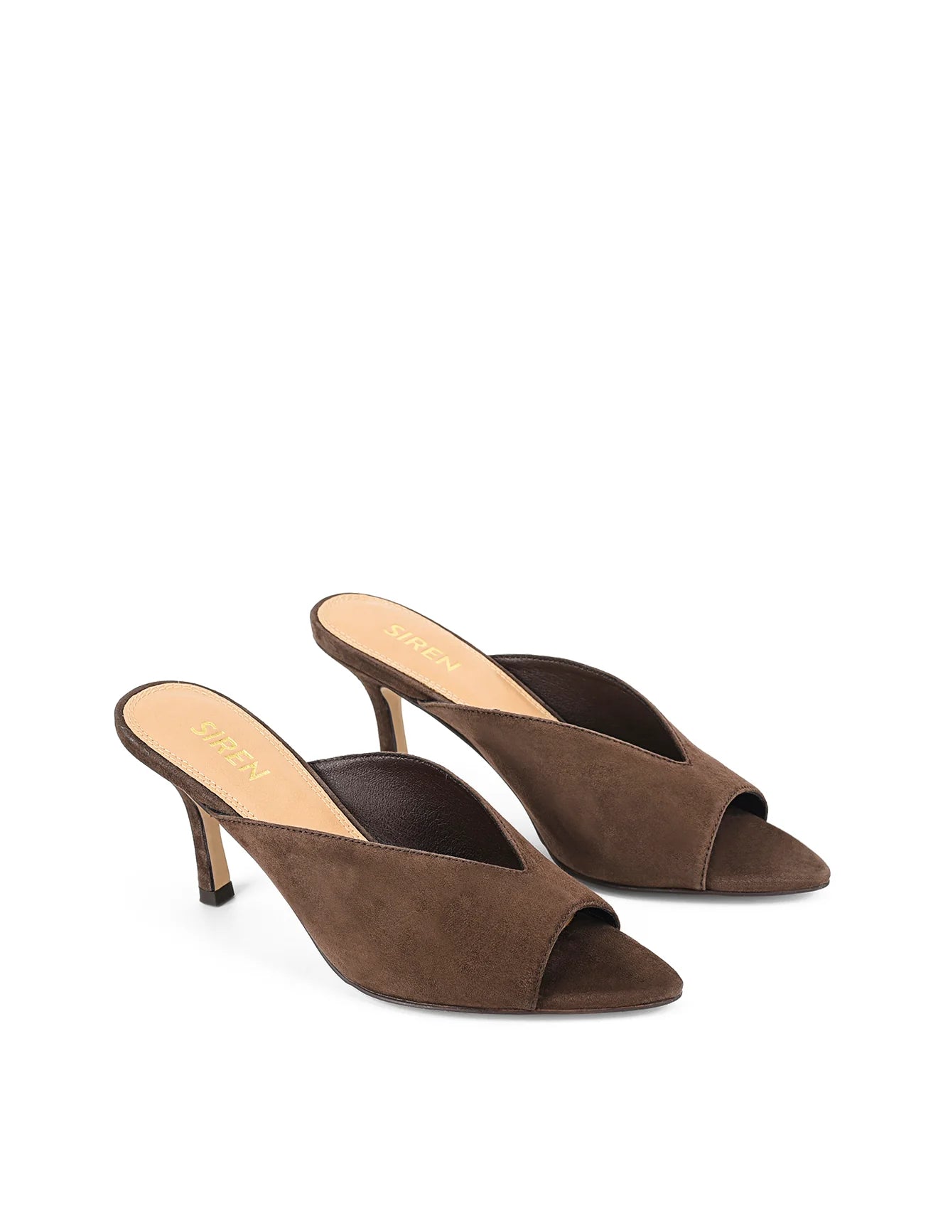 SIREN - MABEL POINT TOE MULES - CHOCOLATE BROWN SUEDE
