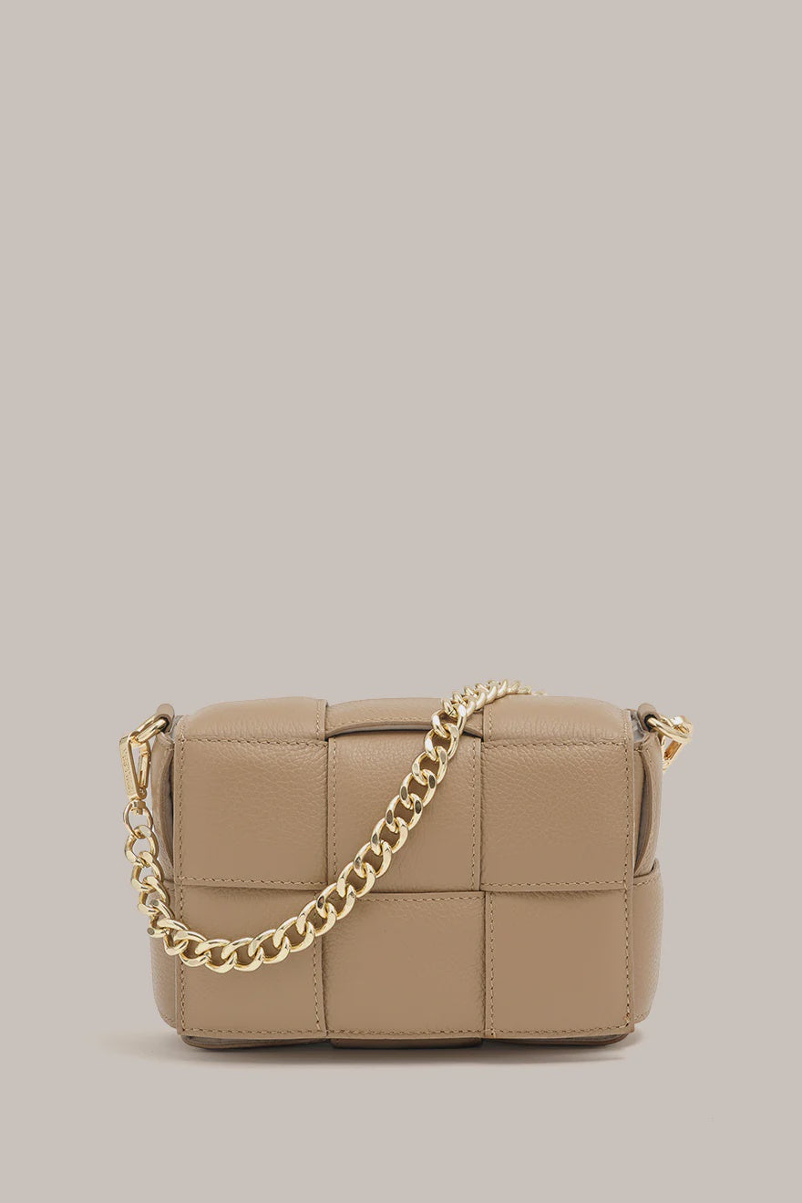 VESTIRSI - MARGOT LEATHER WOVEN BAG - LIGHT TAN