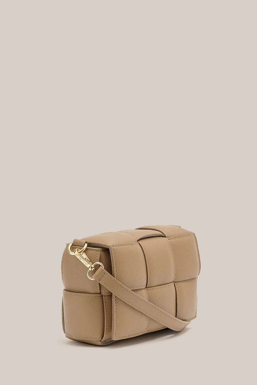 VESTIRSI - MARGOT LEATHER WOVEN BAG - LIGHT TAN