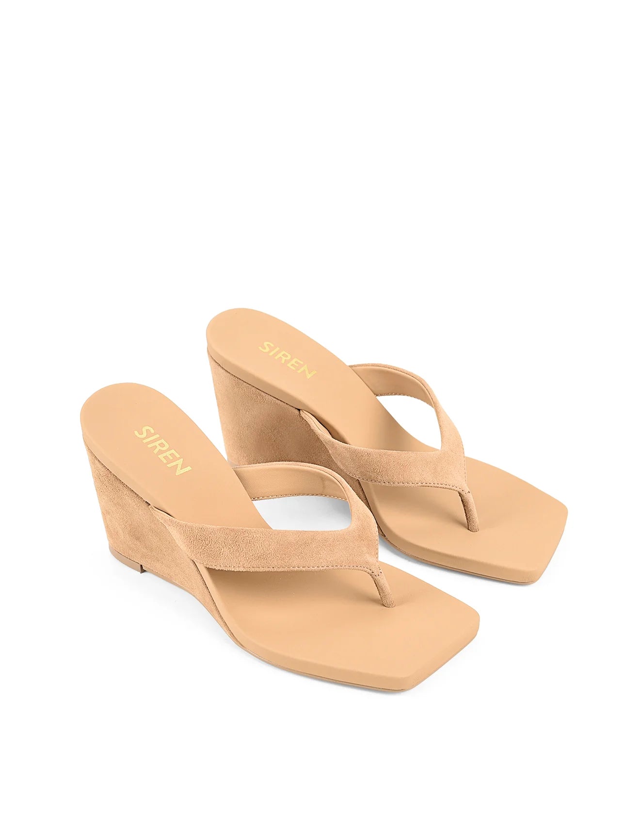 SIREN - MELROSE THONG WEDGE - CAMEL TAN SUEDE