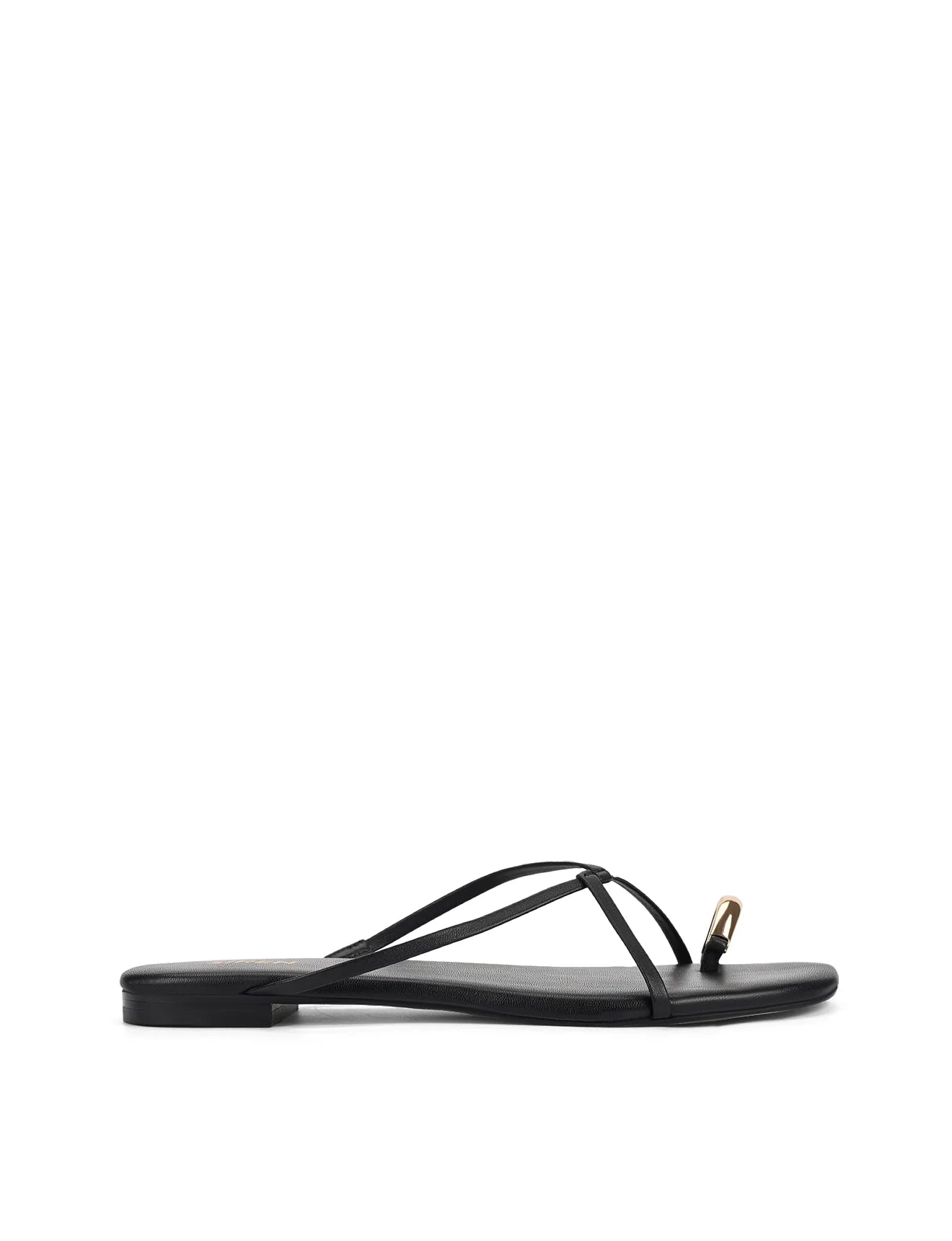 SIREN - MIKKI FLAT STRAPPY SANDAL - BLACK LEATHER