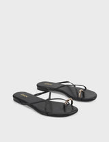 SIREN - MIKKI FLAT STRAPPY SANDAL - BLACK LEATHER