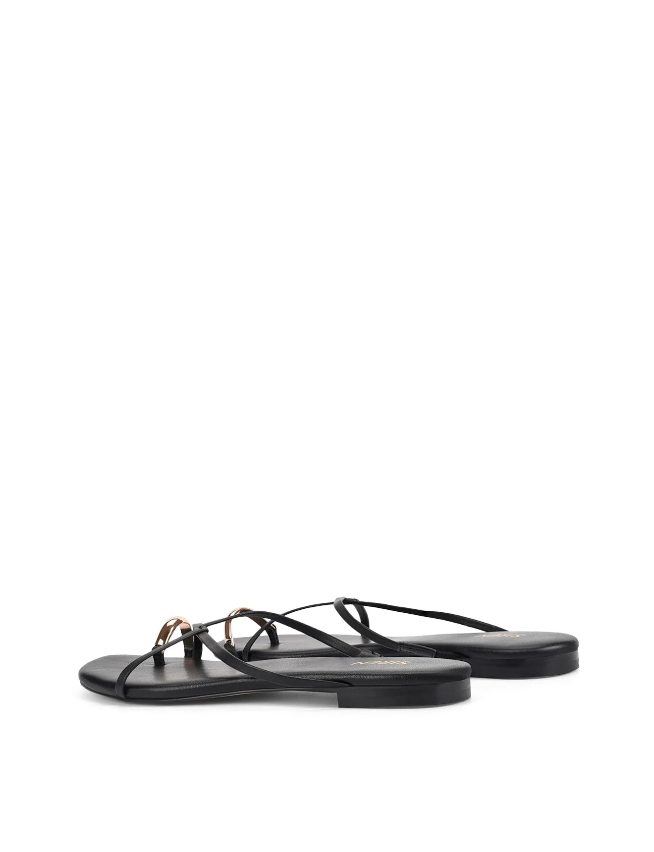 SIREN - MIKKI FLAT STRAPPY SANDAL - BLACK LEATHER