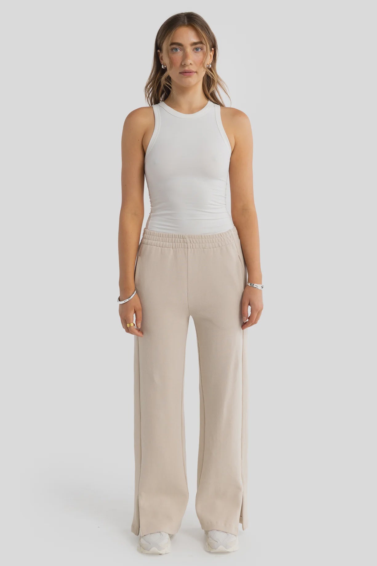 ORTC - AVA MONOGRAM ZIP HEM PANT BONE