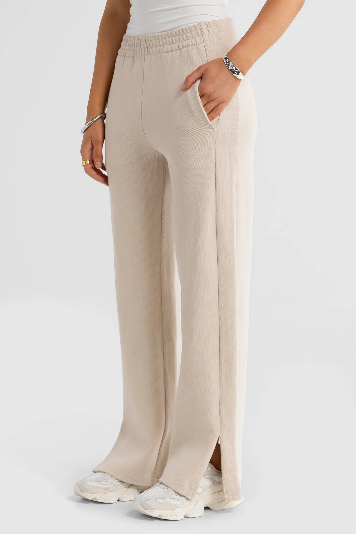 ORTC - AVA MONOGRAM ZIP HEM PANT BONE
