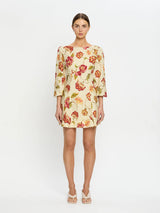 KIVARI - ODESSA SLEEVED MINI DRESS - BUTTER/RED