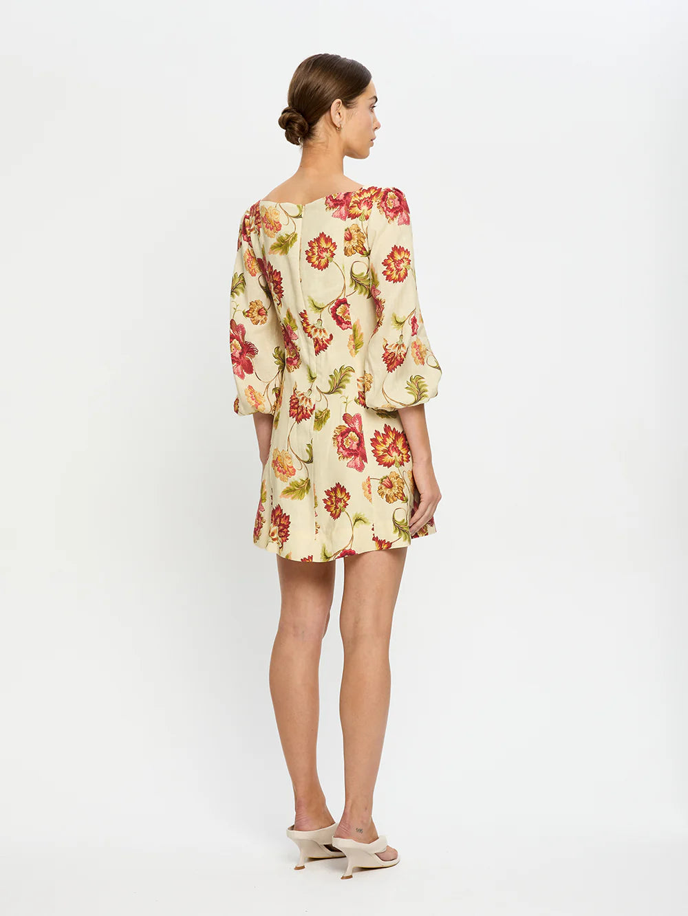 KIVARI - ODESSA SLEEVED MINI DRESS - BUTTER/RED