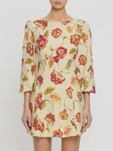 KIVARI - ODESSA SLEEVED MINI DRESS - BUTTER/RED