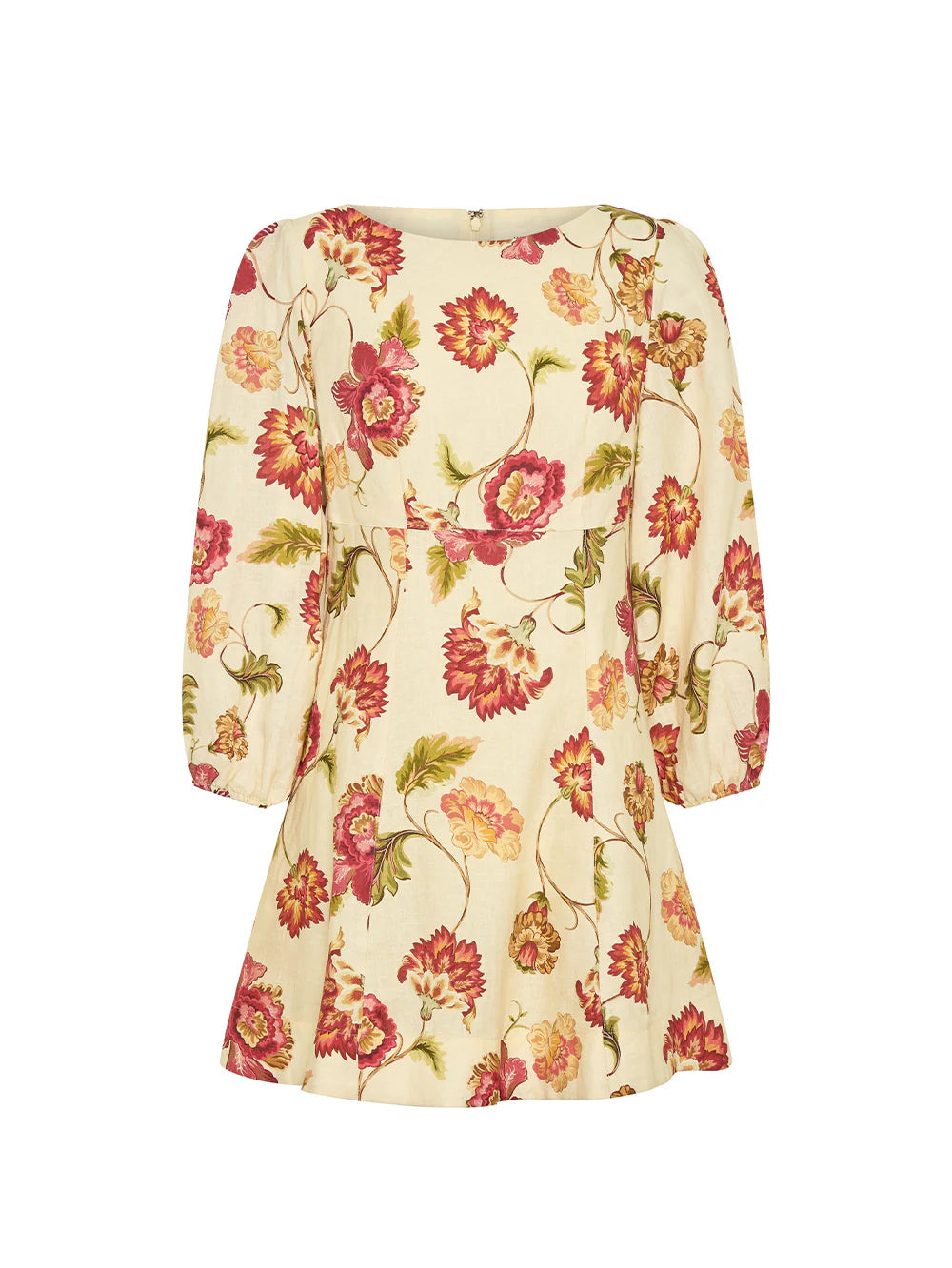 KIVARI - ODESSA SLEEVED MINI DRESS - BUTTER/RED