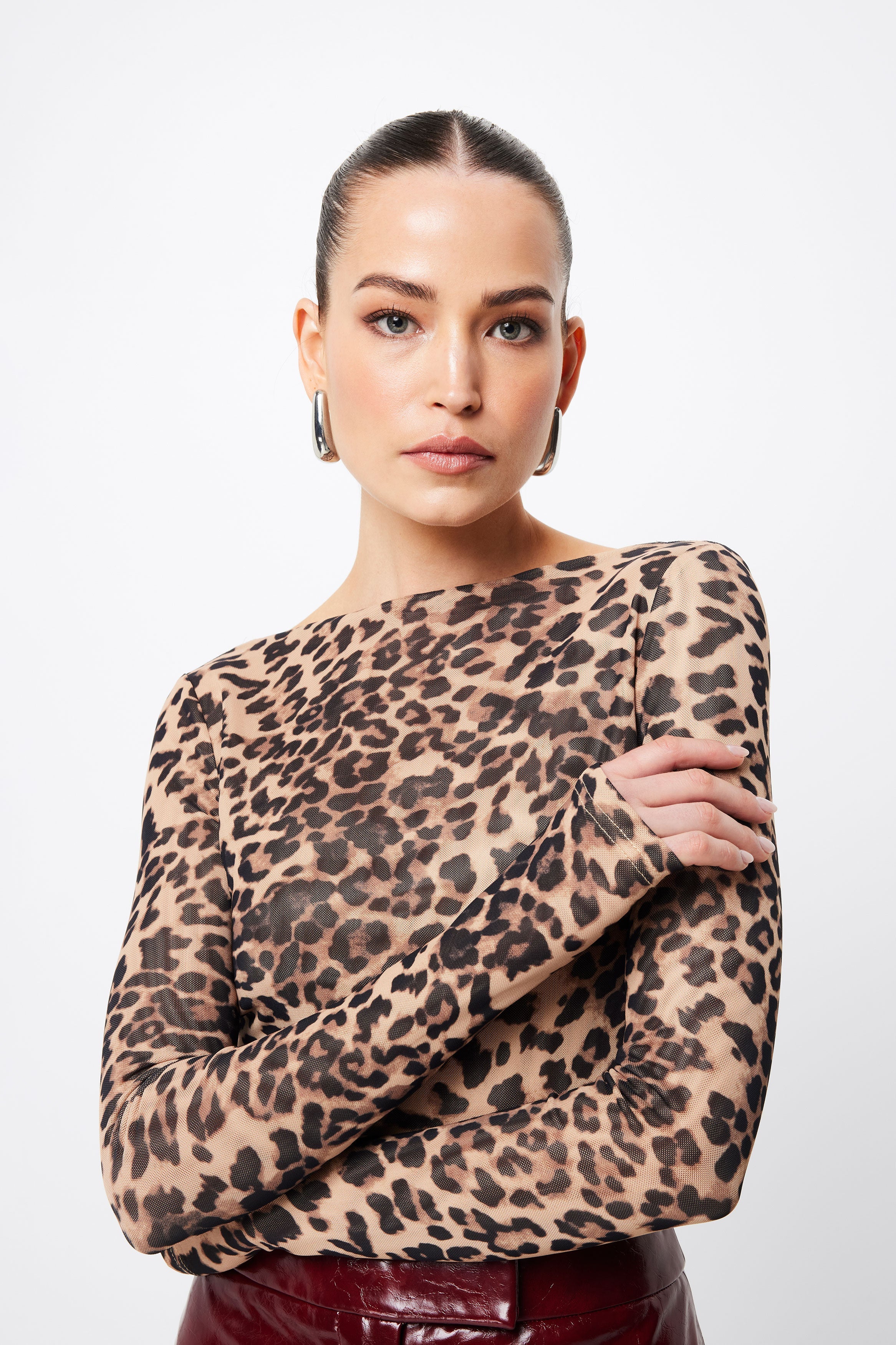 MOSSMAN - THE PROWL LONG SLEEVE TOP - LEOPARD PRINT