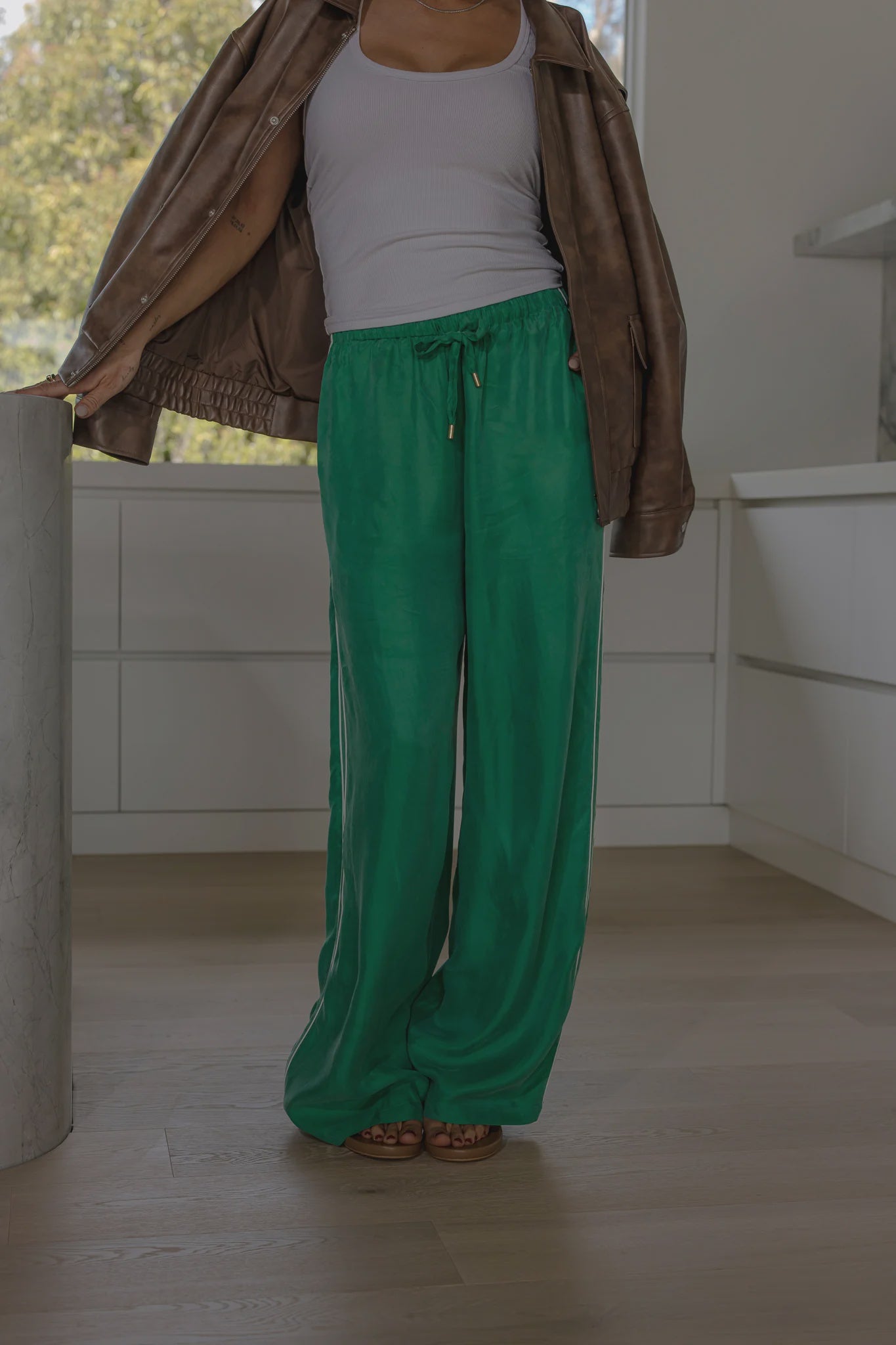 RAEF THE LABEL - ANNABELLE CUPRO PANT - APPLE GREEN