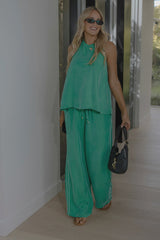 RAEF THE LABEL - ANNABELLE CUPRO HALTER - APPLE GREEN